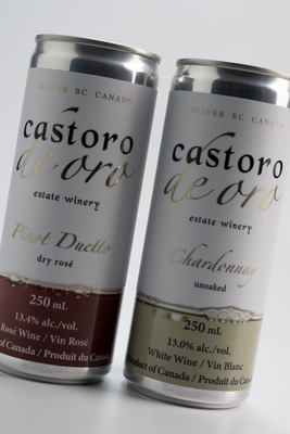 Castoro de Oro - Chardonnay, & Pinot Duetto can