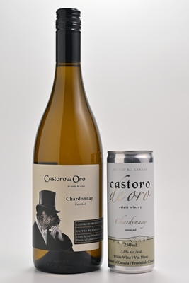 Castoro de Oro - Chardonnay can and bottle