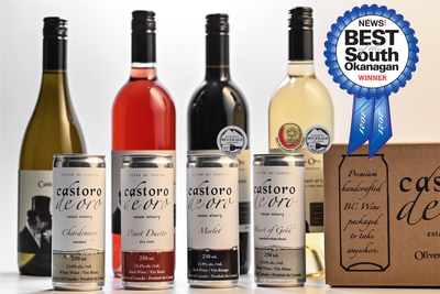 Castoro de Oro - 4 cans and 4 bottles with awards